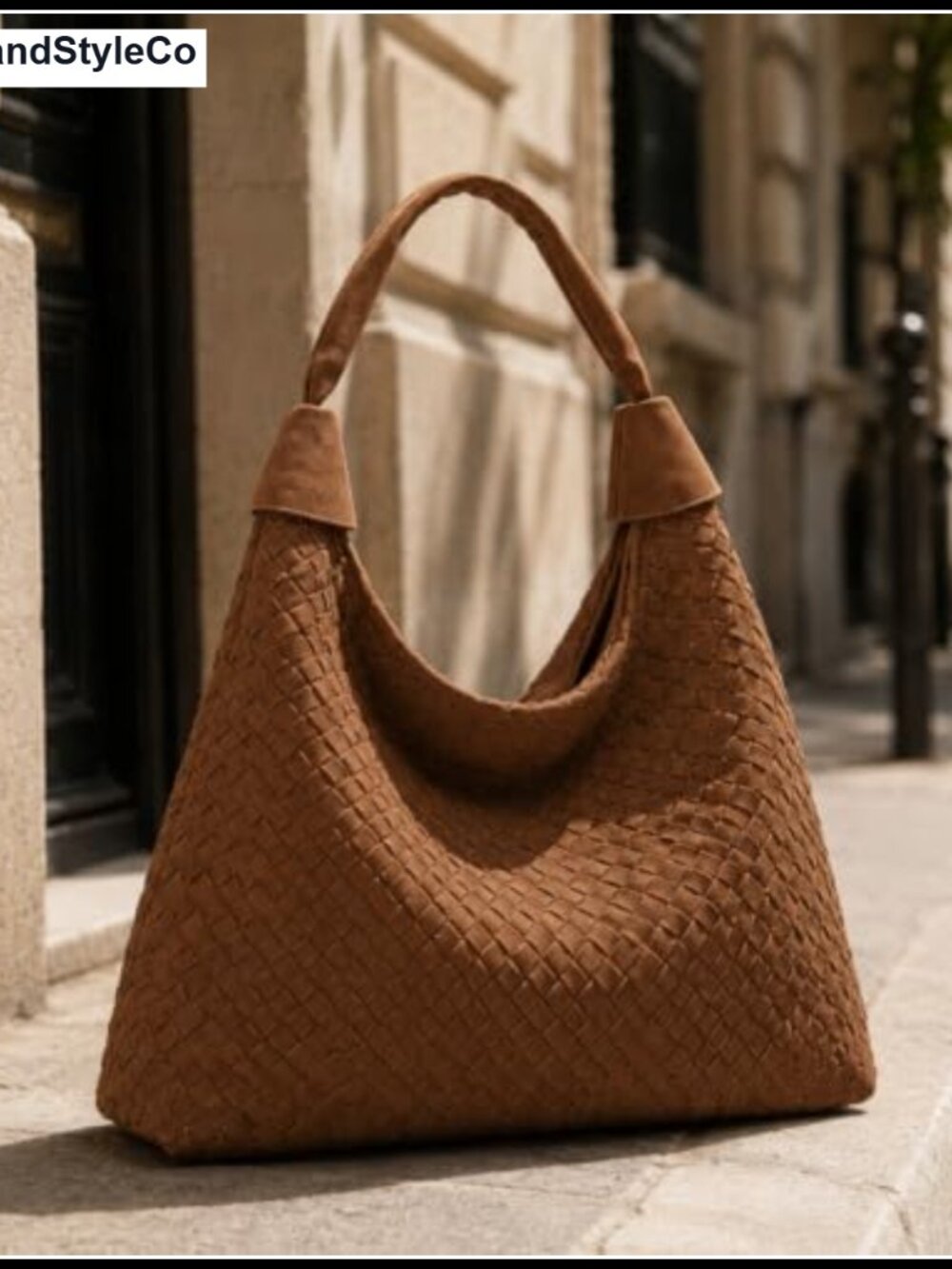 Oversized Woven Suede Tote Bag Slouchy Hobo Shoulder Purse Satchel - Picture 3 of 6